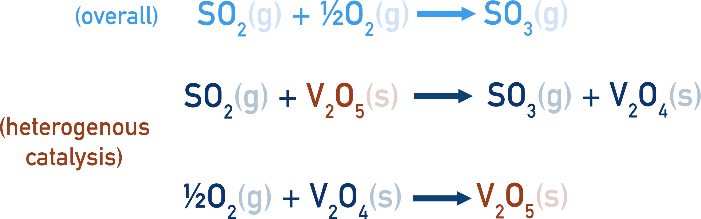 AP Chemistry contact process catalytic cycle using V2O5 and V2O4 for SO2 to SO3 conversion