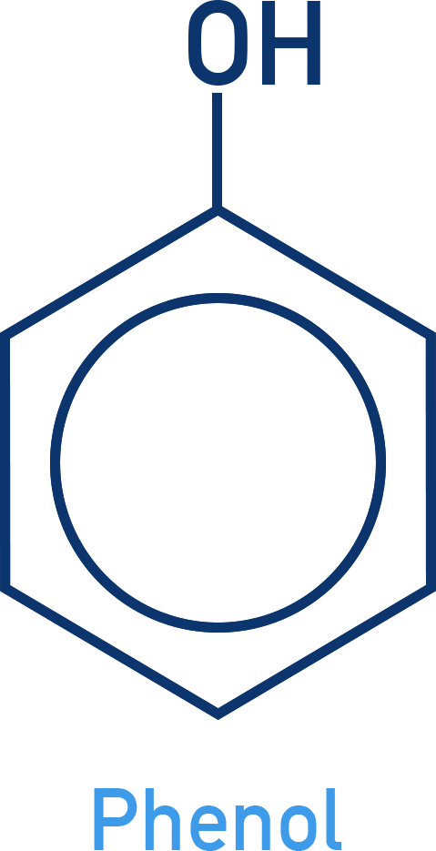 CIE A-Level Chemistry structure of phenol showing OH group attached to benzene ring
