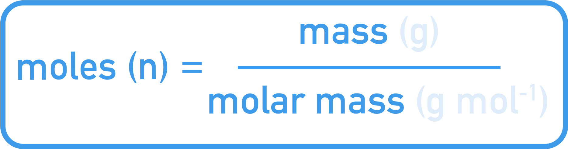 Edexcel A-Level Chemistry diagram showing method to calculate number of moles from mass.