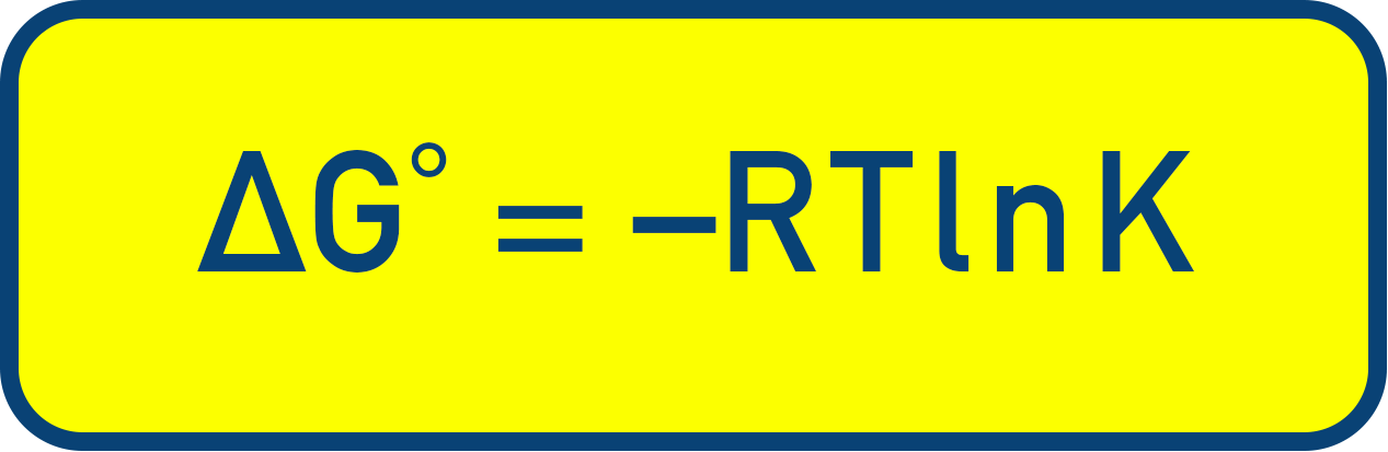 IB Chemistry equation ΔG° = −RT lnK relating Gibbs free energy to equilibrium constant.