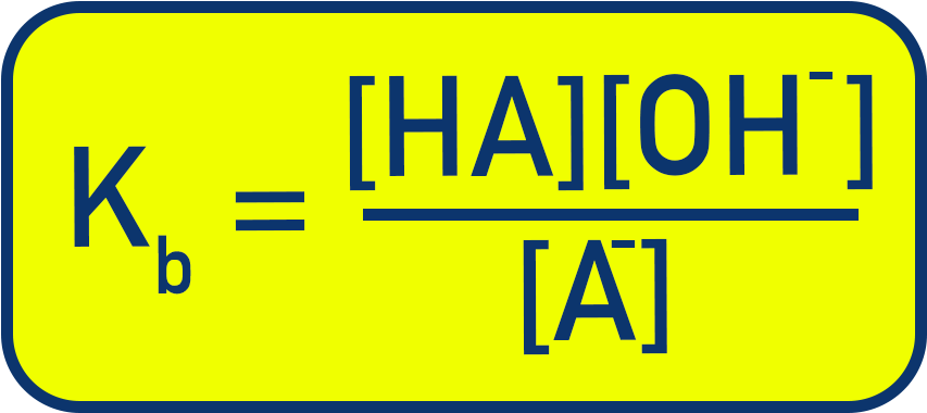 IB Chemistry expression for K<sub>b</sub>, the equilibrium constant for base hydrolysis.