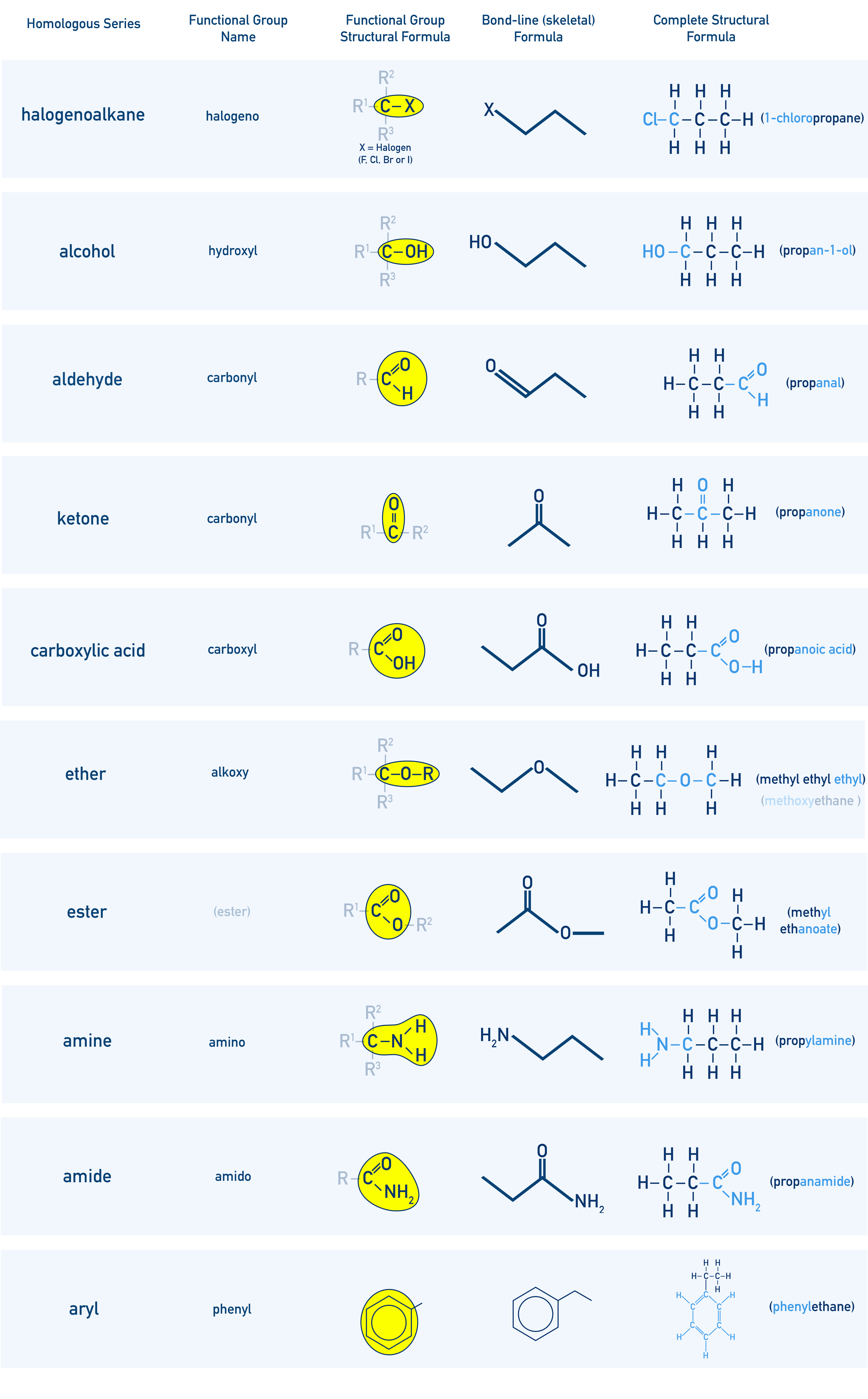 NCERT 11 Chemistry functional groups overview showing common groups such as hydroxyl, carbonyl, carboxyl, amino and halo.