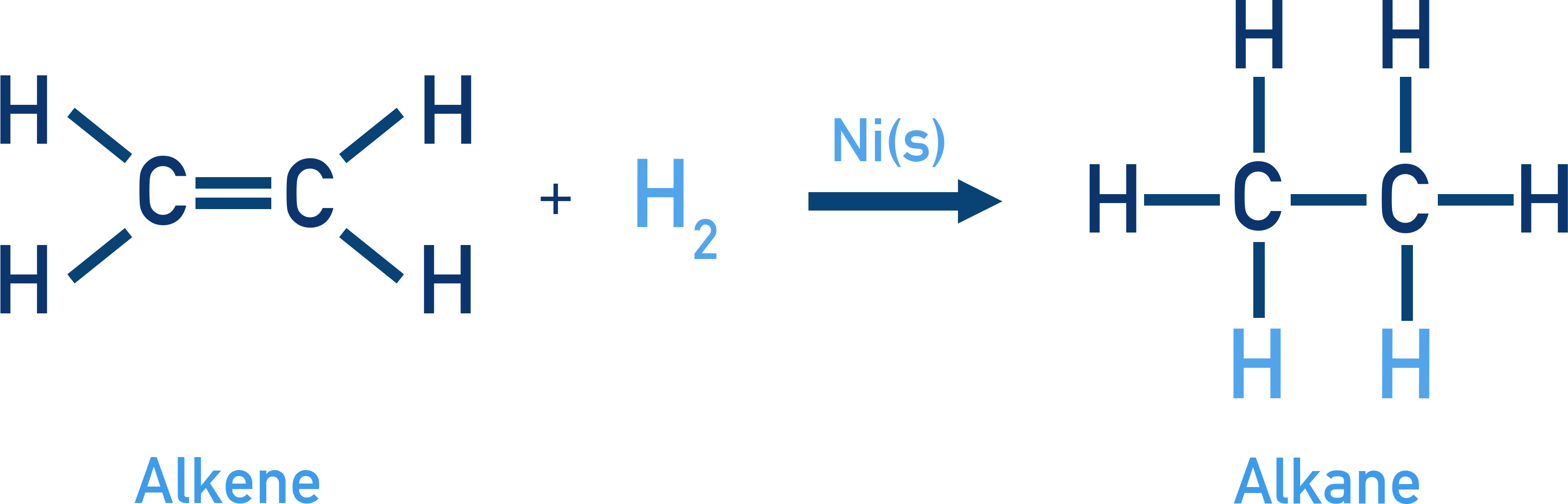 NCERT 11 Chemistry catalytic hydrogenation of an alkene to an alkane using Ni, Pd or Pt.