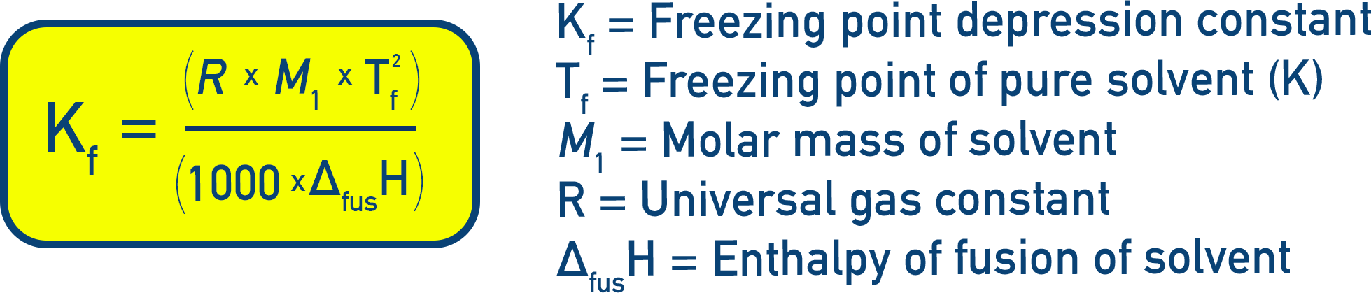 IB Chemistry NCERT Class 12 formula for cryoscopic constant Kf derived from thermodynamic relations.