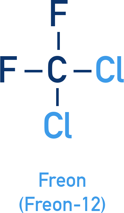 NCERT 12 Chemistry overview of freons such as CCl2F2 used as refrigerants and their ozone impact.