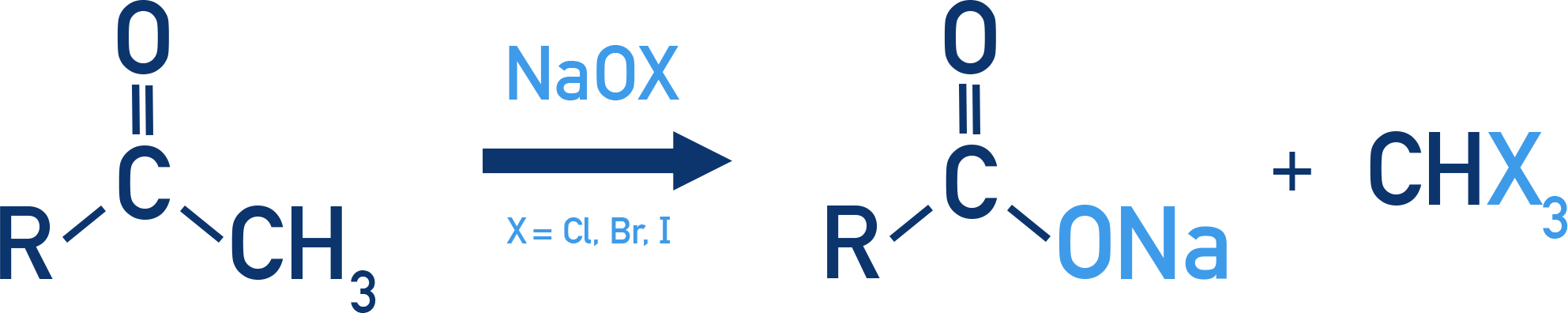 NCERT 12 Chemistry haloform reaction converting methyl ketone to carboxylate and haloform CHX3.